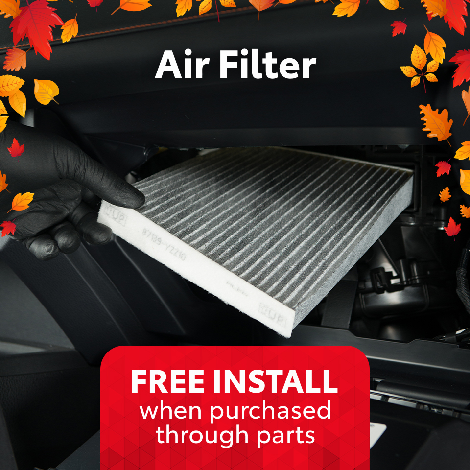 Free Air Filter Install when purchased through Parts
